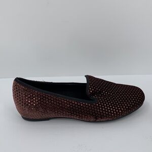 Munro Jerri smoking flat loafer shoe brown velvet metallic dots comfort 8.5 WIDE